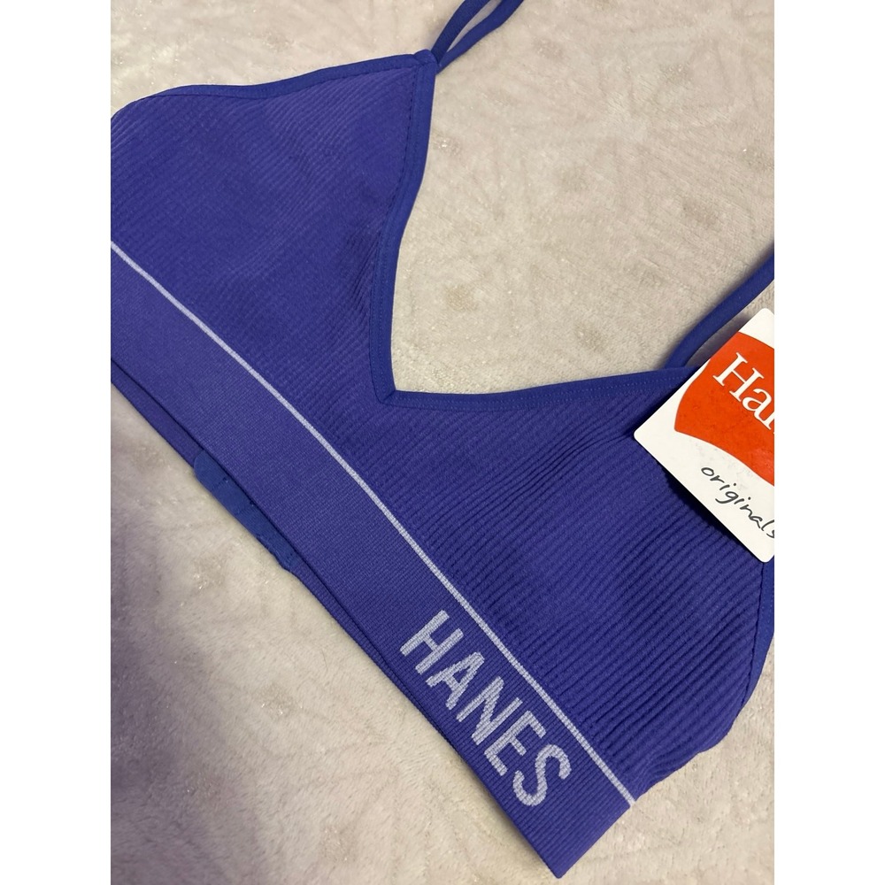 NEW Hanes Seamless Ribbed Triangle‎ Bralette, Size Medium - Picture 2 of 4